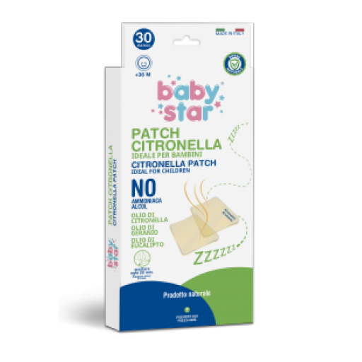 Babystar Natural Patch Citronella 30 Pezzi, protezione naturale contro le zanzare