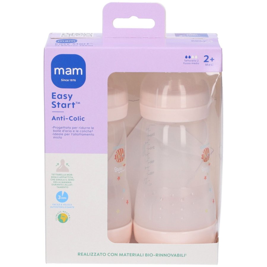 MAM Biberon Easy Start Anti-Colic, 2x260 ml MAM Biberon Easy Start Anti-Colic, 2x260 ml