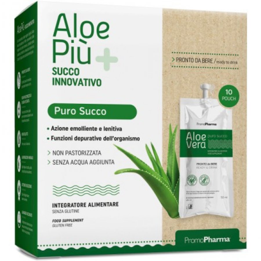 Aloe Più Puro Succo Innovativo 10 Pouch da 50ml - Integratore di Aloe Vera