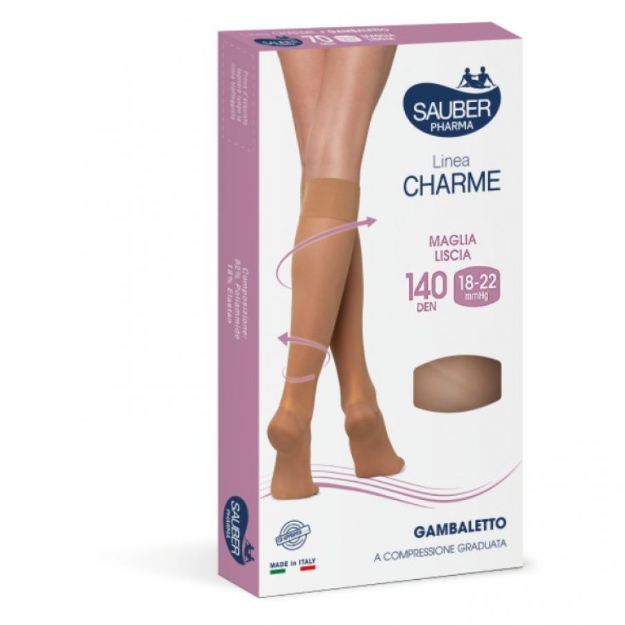 Linea Charme Gambaletto 140 Denari Colore Camel Taglia 3 - Gambaletto a Compressione Graduata