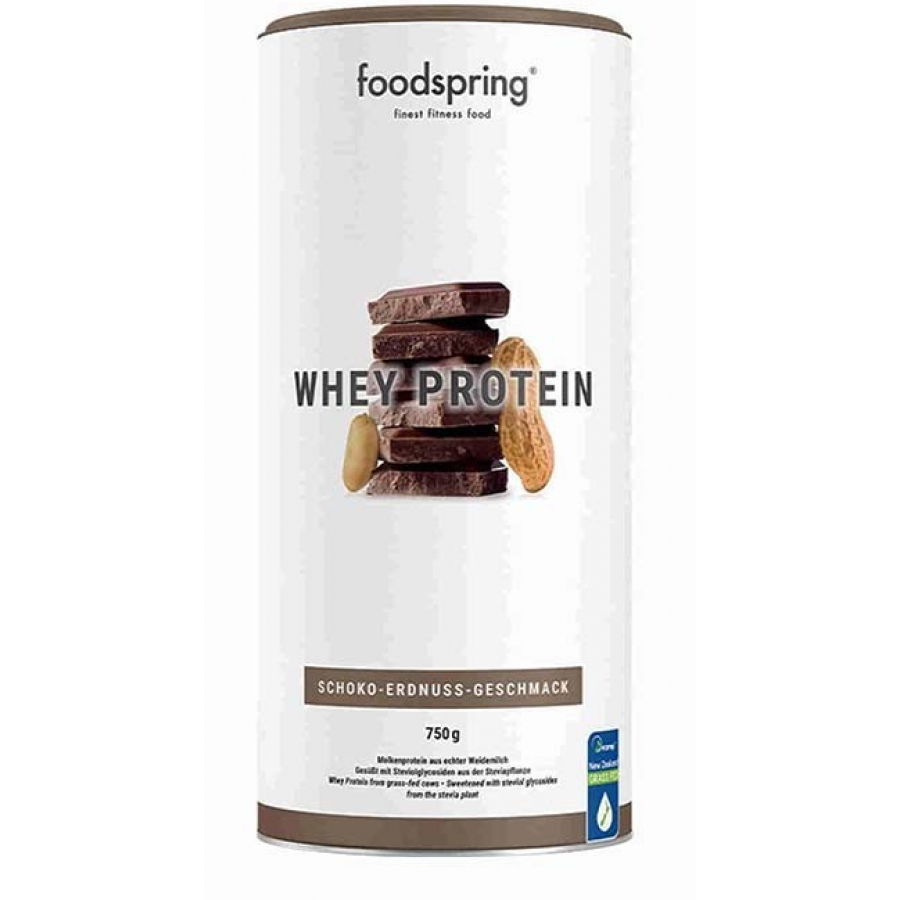 Foodspring Whey Protein 750g Gusto Burro di Arachidi e Cioccolato - Integratore Proteico per lo Sviluppo Muscolare