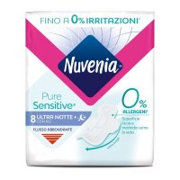 Nuvenia Assorbenti Pure Sensitive Ultra Notte - Confezione da 8 Pezzi, Protezione Affidabile per la Notte