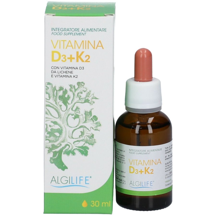 Algilife, Vitamina D3 + K2 Gocce, 30 ml