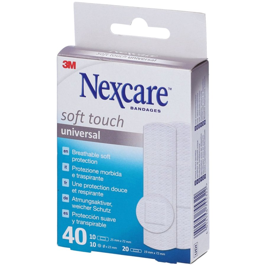 3M Nexcare Soft Touch, Cerotto Traspirante Morbido, 40 Cerotti Assortiti