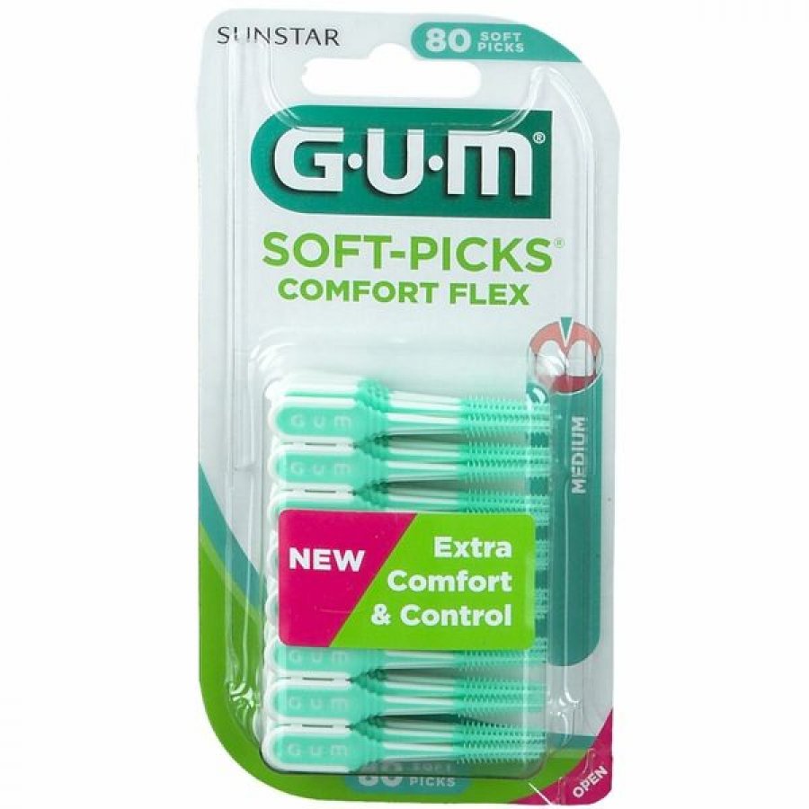 Gum Soft-Picks Comfort Flex Regular 80 Pezzi - Scovolini Interdentali Confortevoli per una Pulizia Efficace