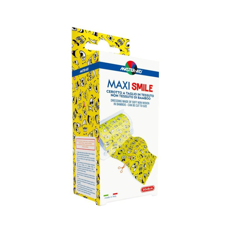Master-Aid Maxi Smile Cerotto a Taglio in TNT Bamboo, 50 cm x 8 cm