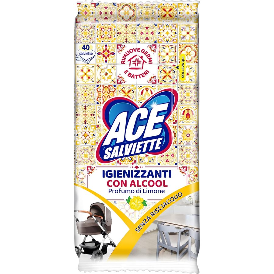 ACE, Salviette Igienizzanti Azione Sgrassante, 40 Pezzi