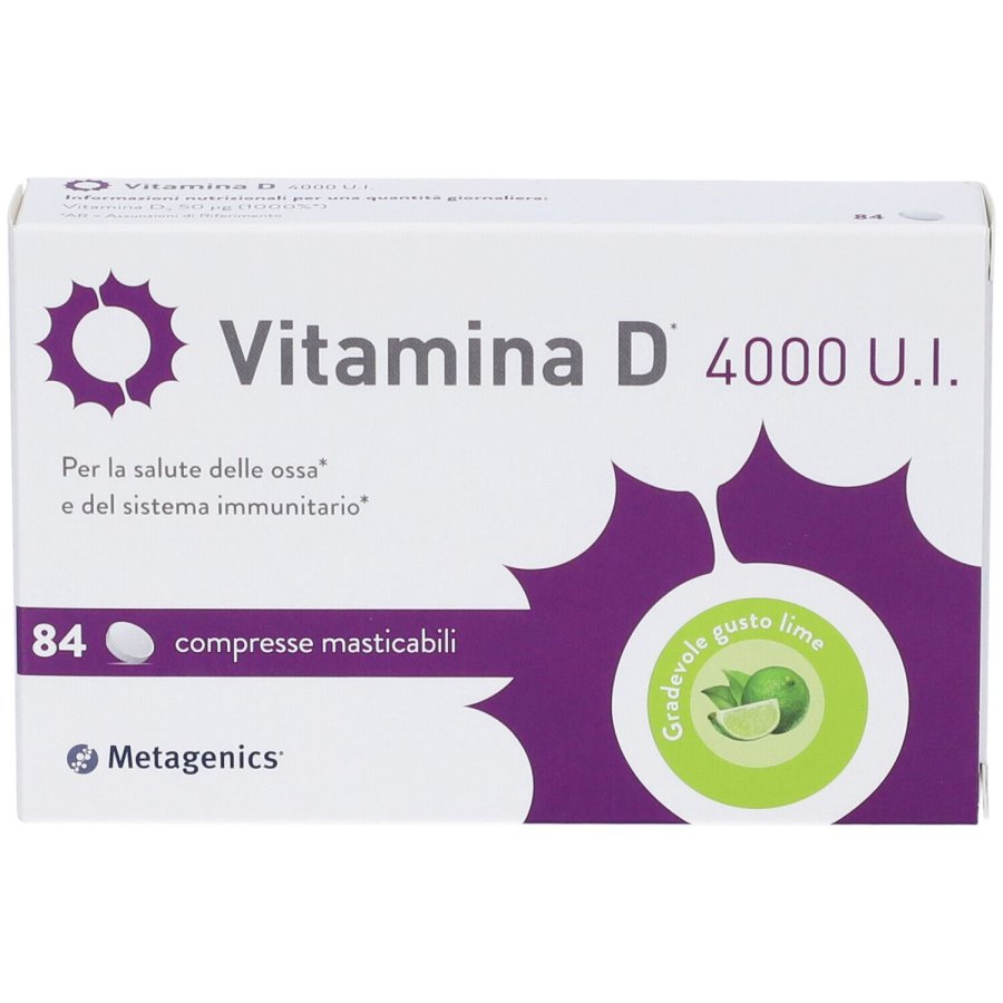 Metagenics, Vitamina D 4000 U.I., 84 Compresse Masticabili