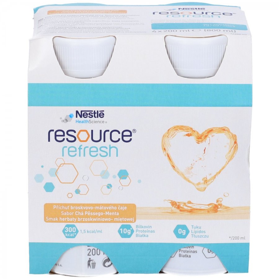 Nestlé Resource Refresh 4x200ml - Bevanda Idratante e Nutriente per il Benessere