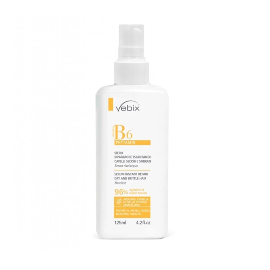 Vebix Phytamin B6 Siero Riparatore Istantaneo Capelli Secchi e Sfibrati, 125 ml