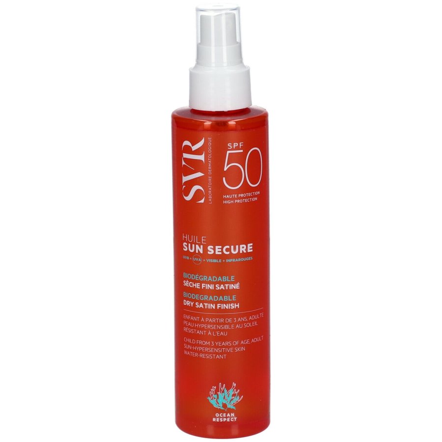 SVR Sun Secure Olio Secco SPF50+ 200ml - Protezione Solare Satinata per Viso, Corpo e Capelli