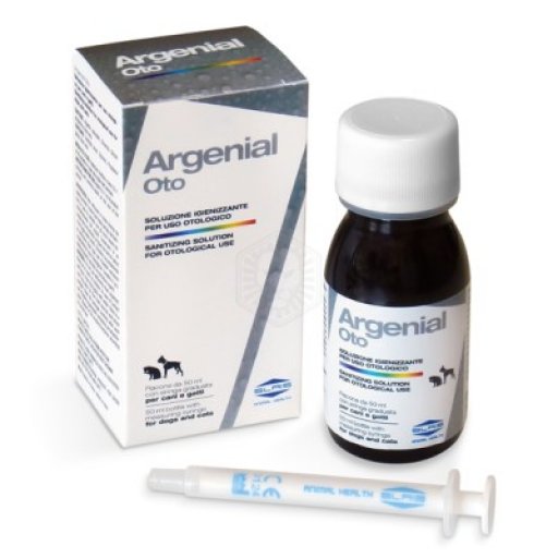 Argenial Oto Soluzione Igienizzante per Uso Otologico per Cani e Gatti 50ml - Pulizia delle Orecchie per Animali Domestici