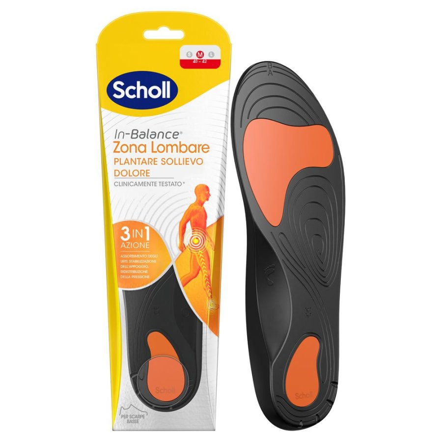 Scholl In-Balance Zona Lombare Plantare Sollievo Dolore Taglia M, 2 Pezzi Scholl In-Balance Zona Lombare Plantare Sollievo Dolore Taglia M, 2 Pezzi