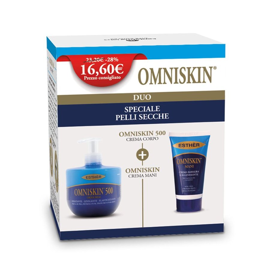 Omniskin Duo Crema Rigenerante Corpo, 500 ml e Mani 75 ml