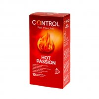 Control Hot Passion - 10 Preservativi Stimolanti con Nervature e Lubrificante Effetto Caldo