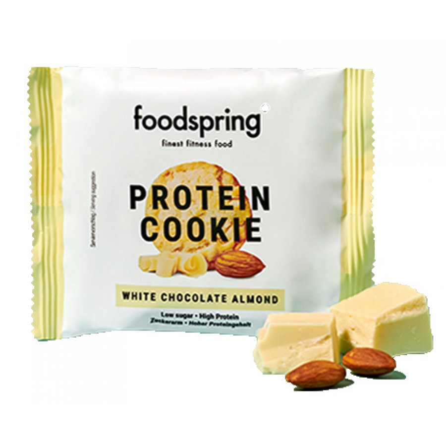 Foodspring Protein Cookie 50g Gusto Cioccolato Bianco e Mandorle - Uno Snack Dolce e Proteico Irresistibile