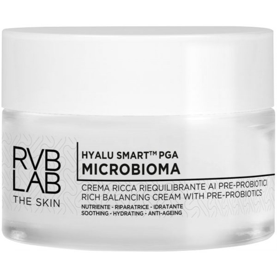 RVB LAB - Microbioma Crema Ricca Riequilibrante Ai Pre-Probiotici 50ml, Crema viso idratante per una pelle equilibrata