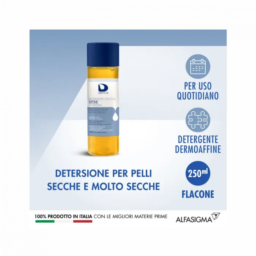 Dermon - Detergente Doccia Affine 250ml - Detergenza Delicata e Soffice per la Tua Pelle