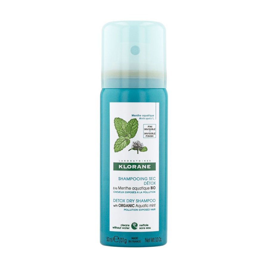 Klorane Shampoo Secco Detox Menta Acquatica BIO, 150 ml