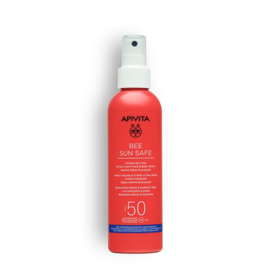 Apivita Bee Sun Safe Hydra Melting Spray Leggero Viso e Corpo SPF50, 200 ml