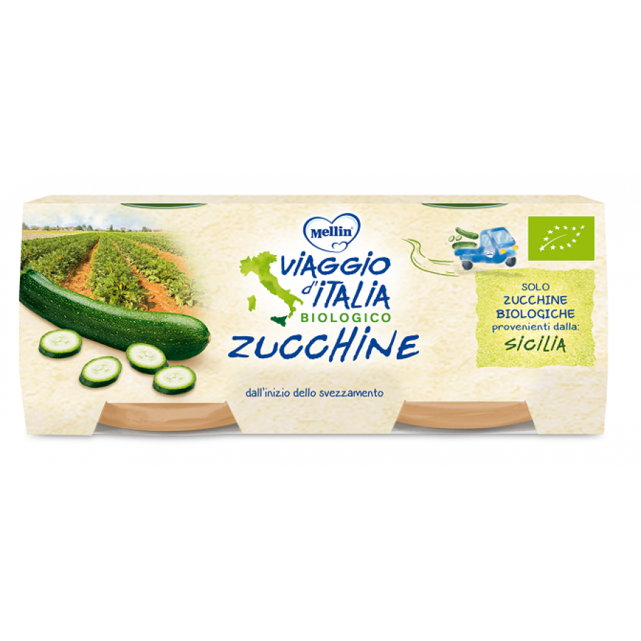 Viaggio d'Italia Mellin Omogeneizzato Bio Zucchine 2x80g - Alimenti Biologici per Bambini