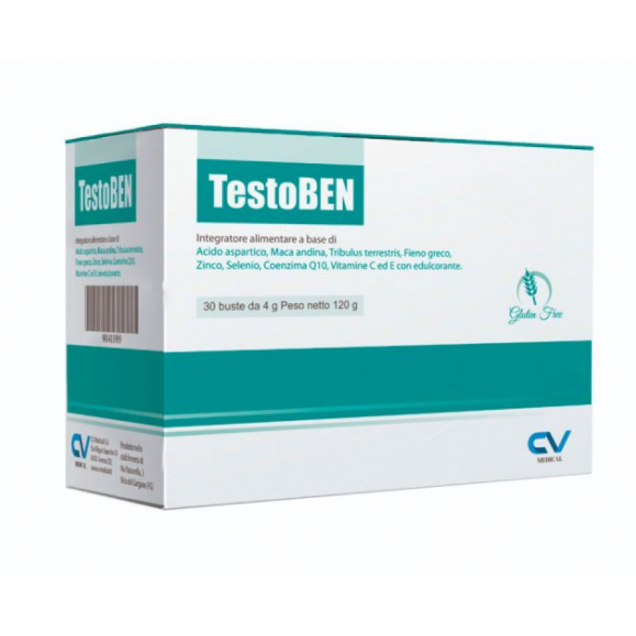 TestoBEN Integratore Alimentare - Buste da 4g - Formula Potenziata con Maca Andina, Tribulus Terrestris e Vitamine