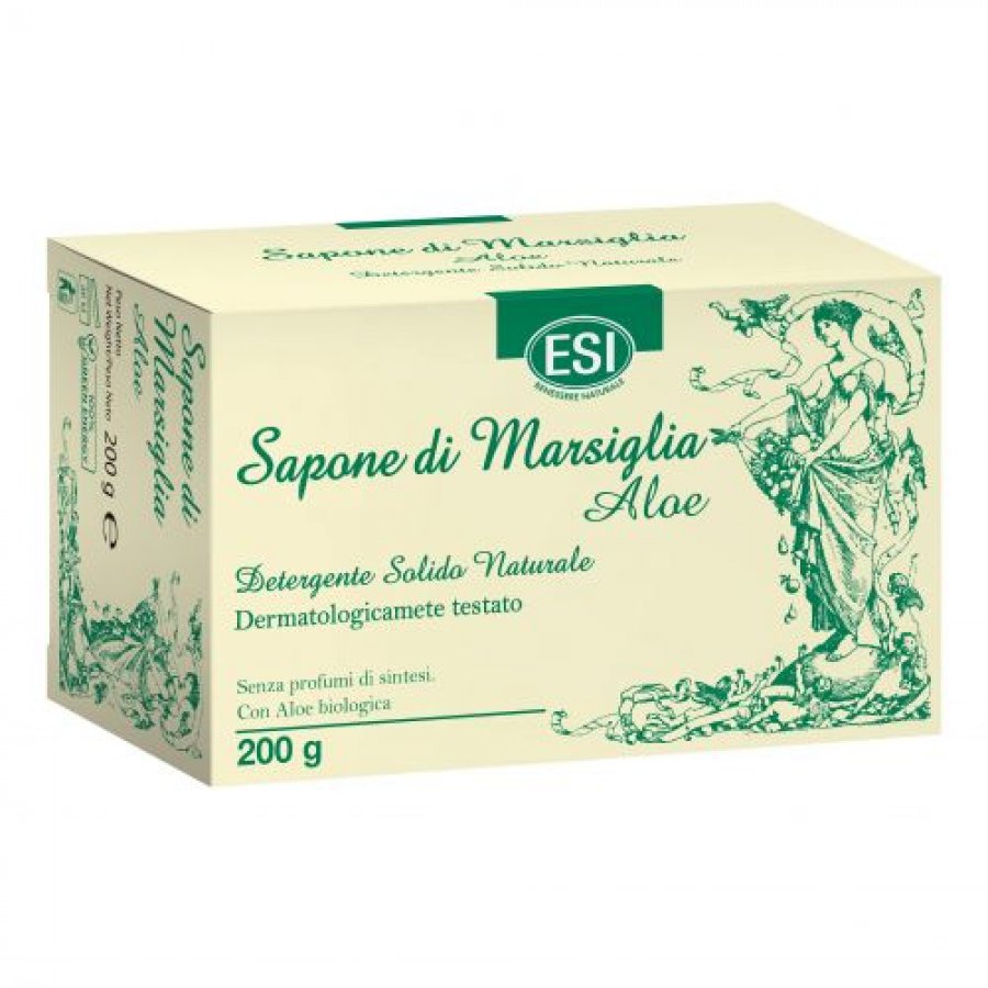 ESI Sapone di Marsiglia all'Aloe - Saponetta Solida Naturale per Pelle Sensibile, 200g