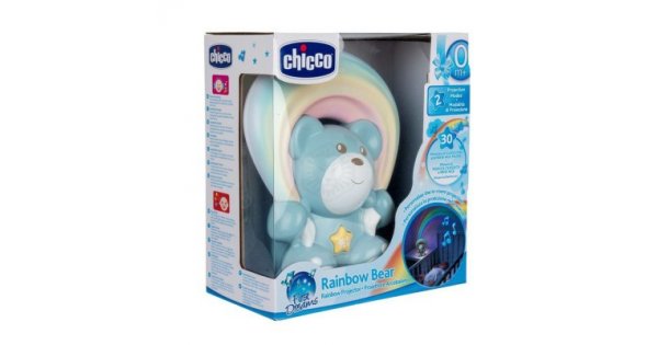 Chicco Orso Arcobaleno Azzurro, Proiettore per Bambini, Arcobaleno