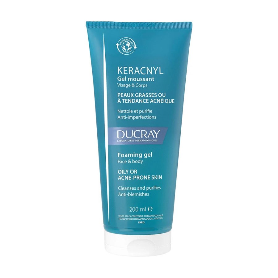 Ducray Keracnyl Gel Detergente Viso e Corpo, 200 ml
