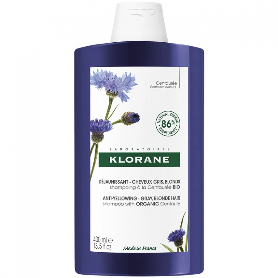 Klorane - Shampoo Alla Centaurea 200ml per Capelli Sbiancati o Grigi