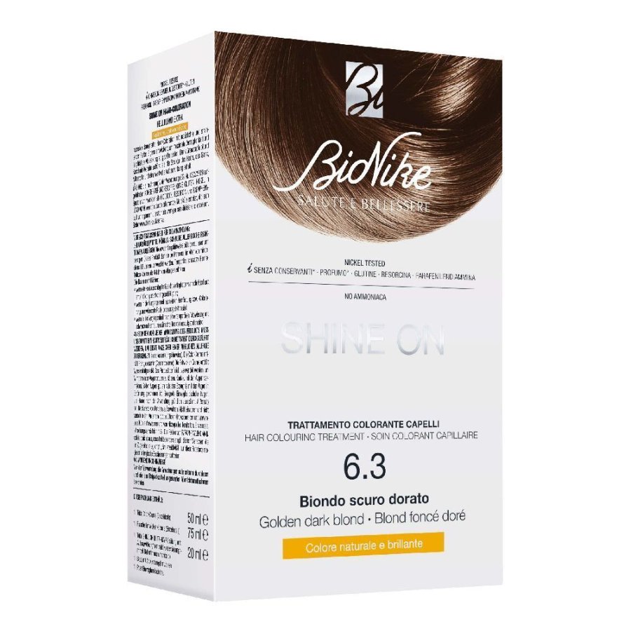 BioNike SHINE ON 6.3 Biondo Scuro Dorato – Tintura permanente 50 ml senza ammoniaca
