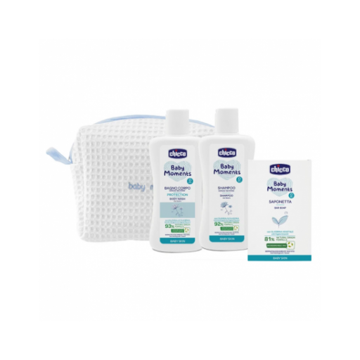 Chicco Baby Moments Beauty Bag Azzurro Pelli Delicate