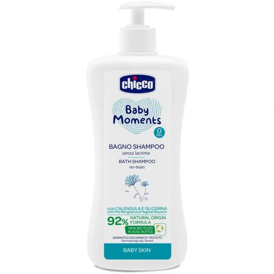 Chicco Baby Moments Bagno Shampoo Delicato Senza Lacrime 500ml - Detergente Naturale