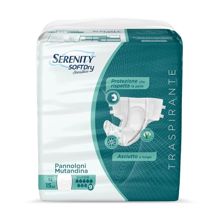 Serenity Soft Dry Sensitive Pannoloni a Mutandina Taglia L Super, 15 Pezzi Serenity Soft Dry Sensitive Pannoloni a Mutandina Taglia L Super, 15 Pezzi