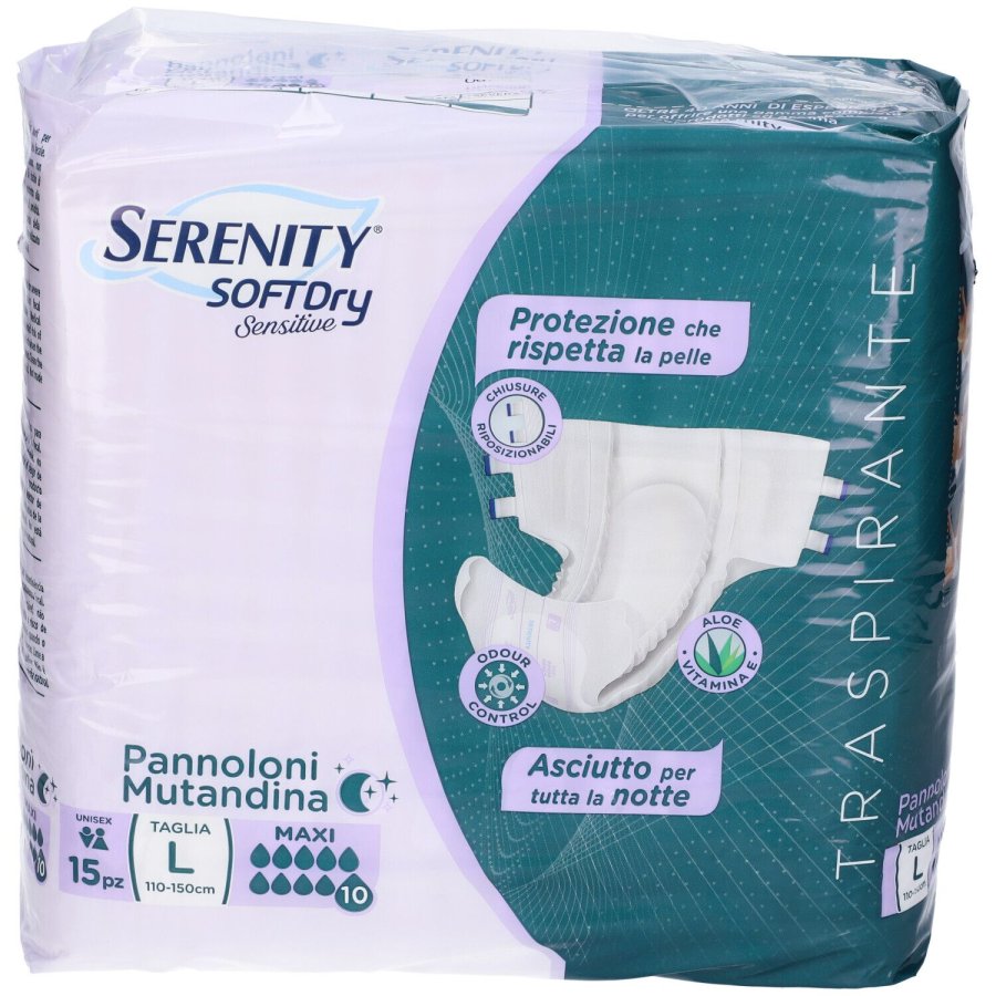 Serenity Soft Dry Sensitive Taglia L, 15 pezzi Serenity Soft Dry Sensitive Taglia L, 15 pezzi