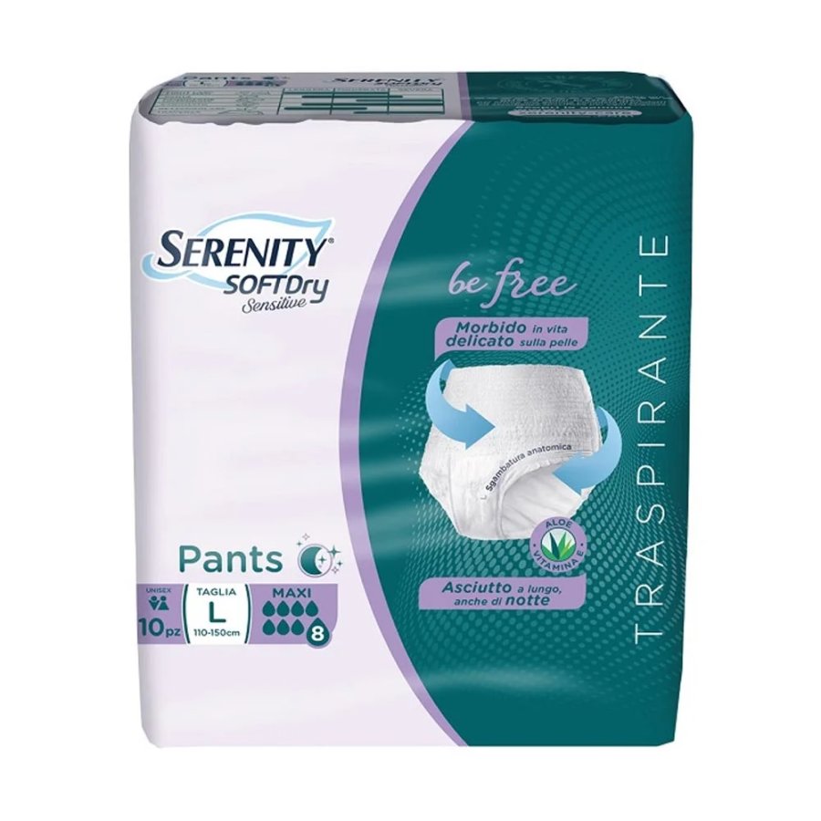 Serenity Soft Dry Sensitive Be Free Pannoloni Pants Taglia L Maxi, 10 pezzi