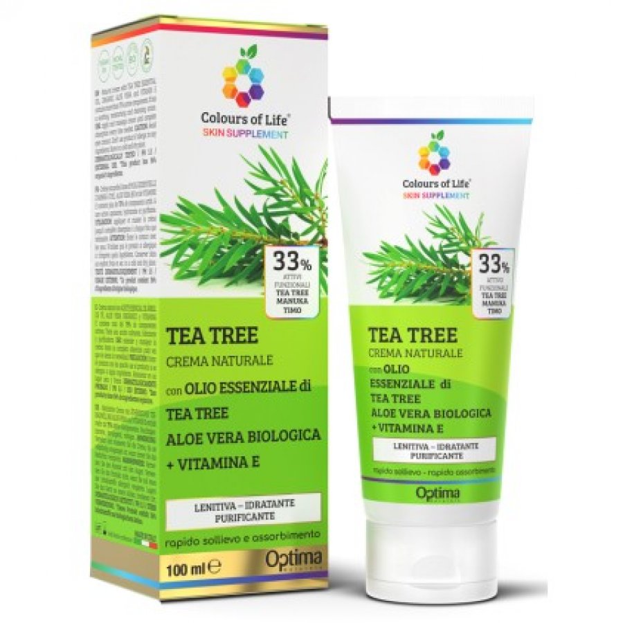 Tea Tree Crema Purificante e Lenitiva 100ml - Trattamento per Pelle con Acne, Brufoli e Punture di Insetti