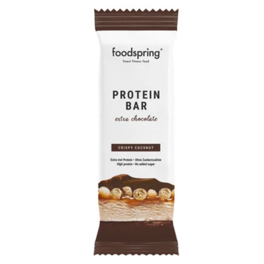 FoodSpring Barretta Proteica Extra Cioccolato e Cocco Croccante 65g - Snack Gustoso e Nutriente