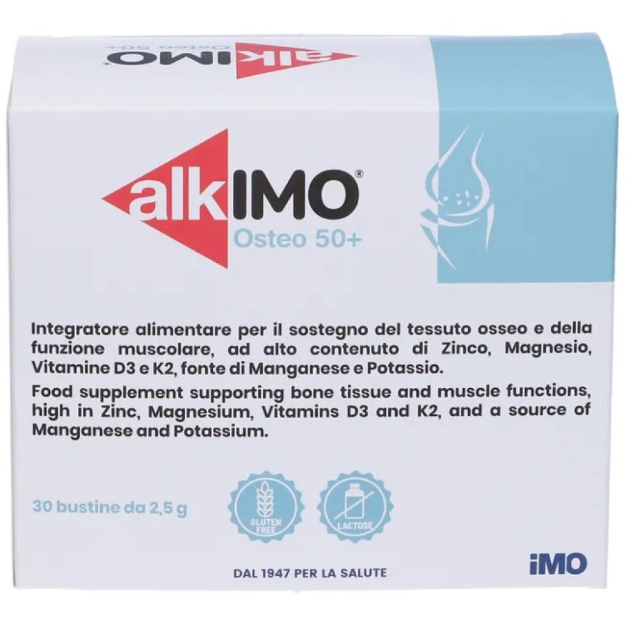 AlkIMO Osteo 50+ Integratore Sostegno Ossa e Muscoli, 30 Bustine
