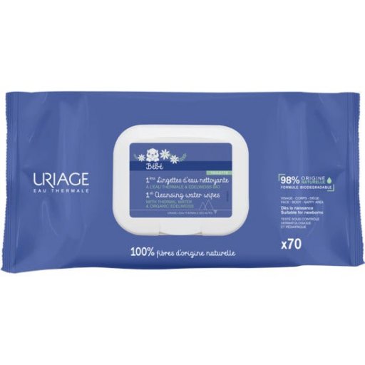 Uriage Bebe - Salviette Detergenti All'Acqua 70 Pezzi per la Pulizia Dolce del Tuo Bambino