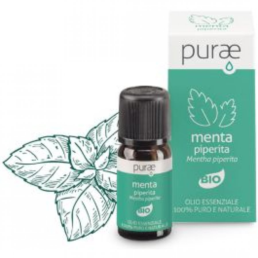 Purae Menta Piperita Bio Olio Essenziale 10 ml - Rinfrescante ed Energizzante