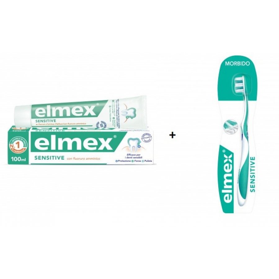 Elmex - Sensitive Dentifricio 100ml + 1 Spazzolino - Lenisce e Protegge Denti Sensibili