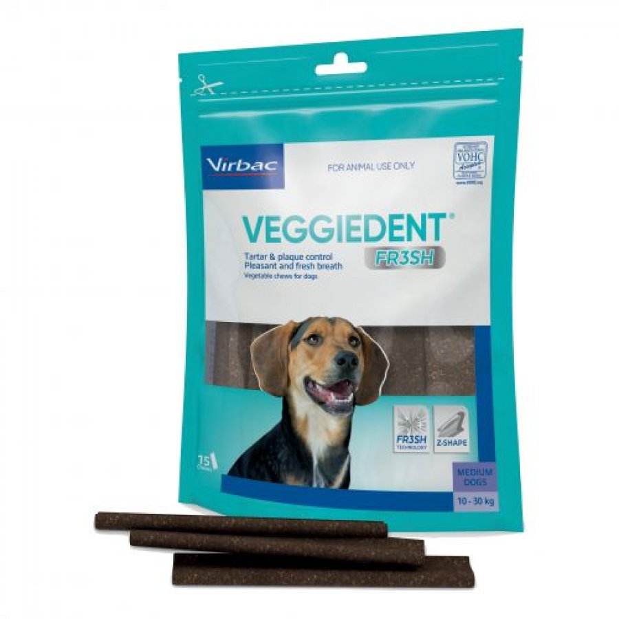 Veggiedent Fr3sh M Per Cani 15 Stick - Snack Dentale per l'Igiene Orale del Tuo Cane