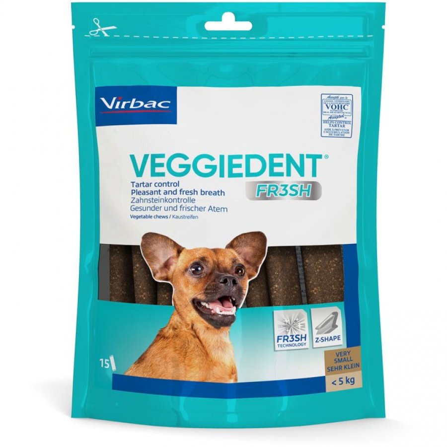 Veggiedent Fr3sh XS per Cani 15 Stick - Igiene Orale Naturale per Cani Piccoli - Elimina il Tartaro
