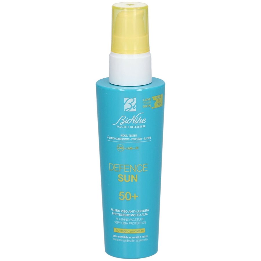 BioNike Defence Sun, Fluido Viso Anti-Lucidità SPF50+, 50 ml