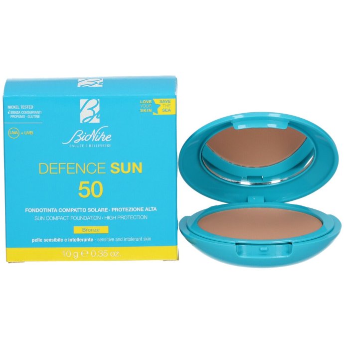 BioNike Defence Sun, Fondotinta Compatto Solare SPF50, 10 g