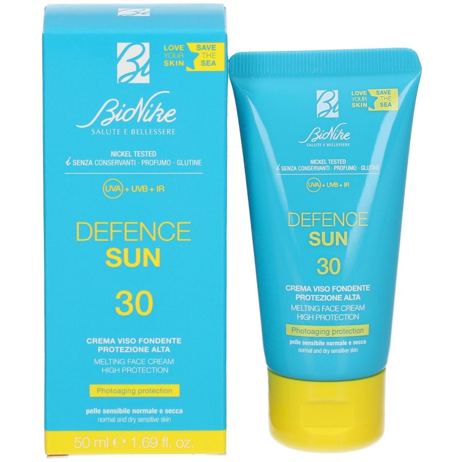 BioNike Defence Sun, Crema Viso Fondente SPF30, 50 ml