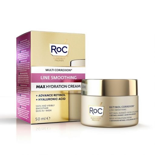 RoC Retinol Correxion Line Smoothing Crema Antirughe Intensiva 50 ml - Trattamento Anti-Età con Retinolo e Acido Ialuronico