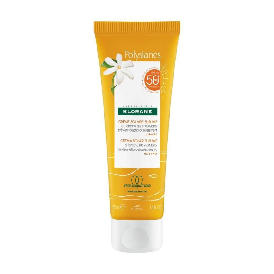 Klorane Polysianes Crema Solare Sublime Protezione Alta SPF50+ Viso, 50 ml