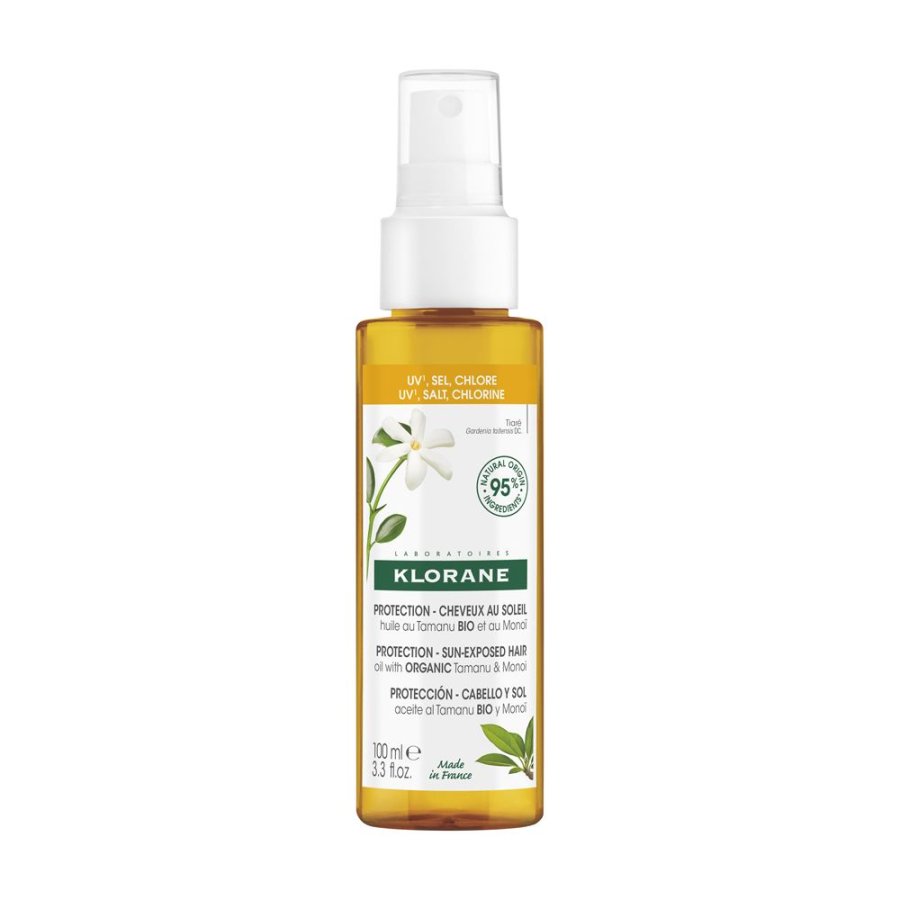 Klorane Olio al Tamanu BIO e Monoï 100ml - Protezione Capelli Sole Mare Cloro
